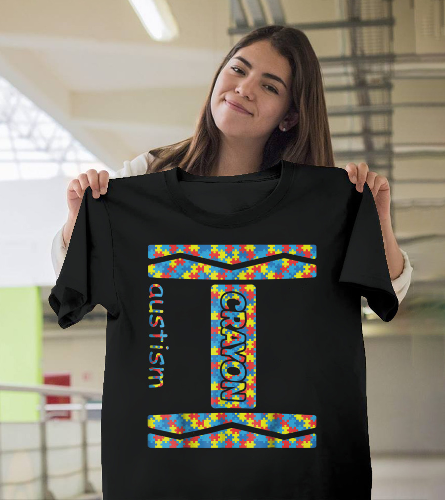 Autism Puzzle Crayon Halloween Friend Group T-Shirt
