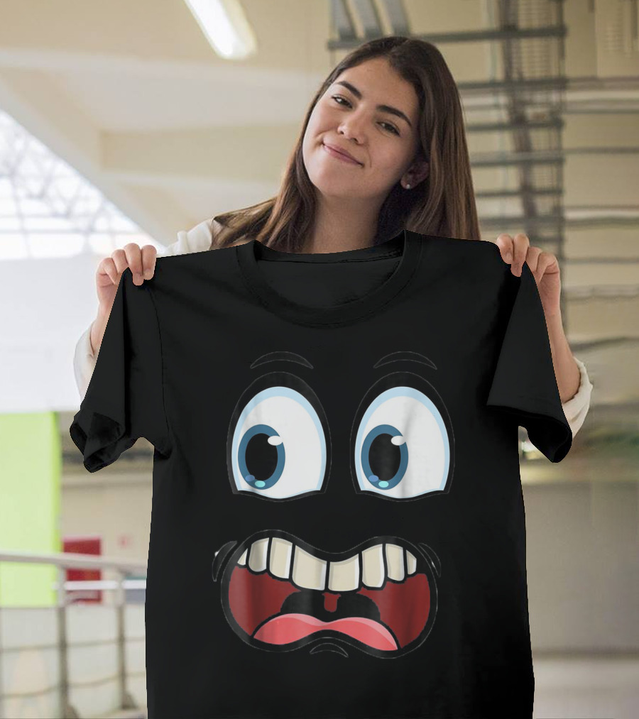 Cute Ghost Face Scared Expression Halloween Ghoul Face T-Shirt