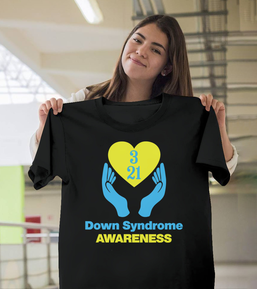 Down Syndrome Awareness March 21 Yellow Heart 321 T-Shirt