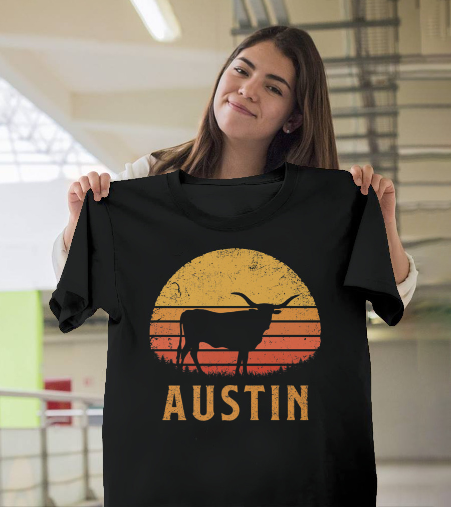 Austin Texas Longhorn Vintage Sunset T-Shirt