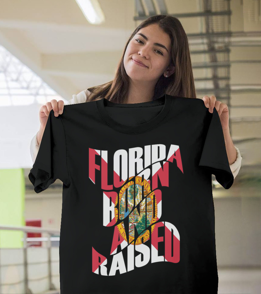 Florida Born And Raised State Flag T-Shirt