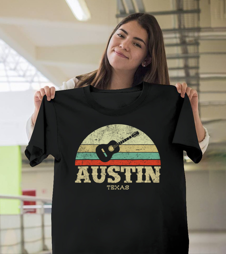 Austin Texas Retro Guitar Vintage Lone Star T-Shirt