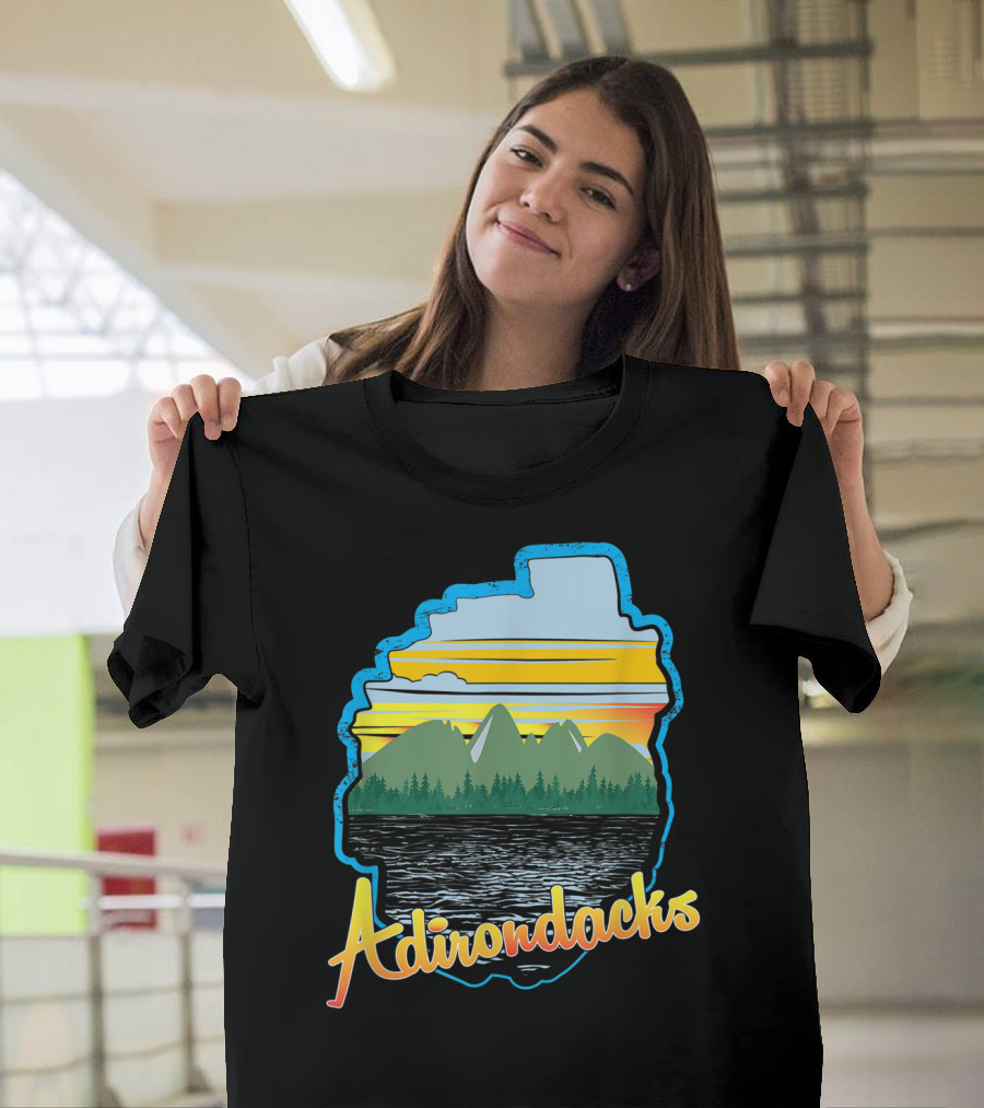 Adirondacks High Peaks Trail Map Hiking Scenery T-Shirt