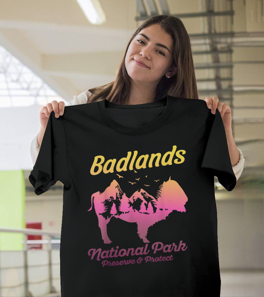 Badlands National Park Preserve and Protect Buffalo Mountains Birds T-Shirt