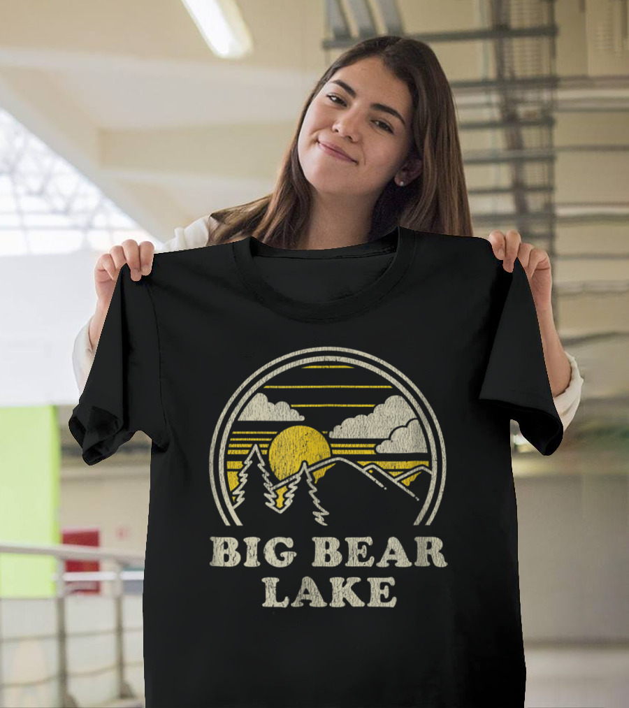 Big Bear Lake California CA Vintage Hiking Sunset Pines T-Shirt