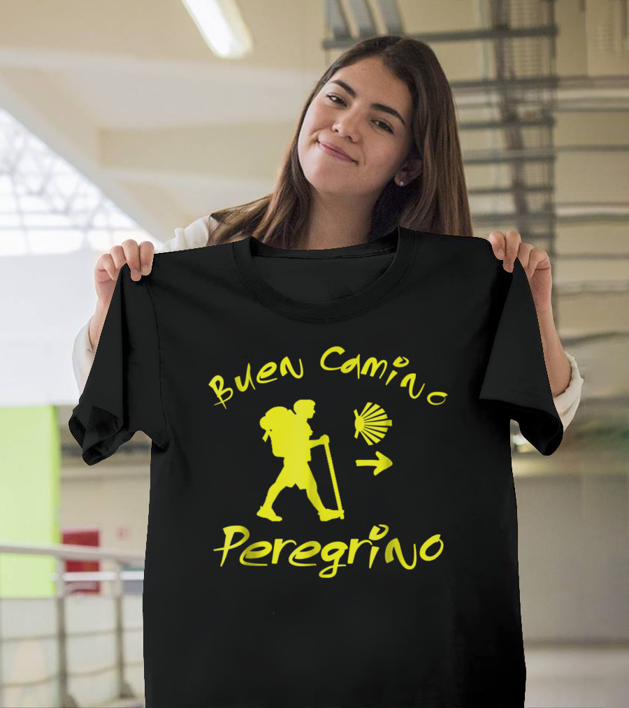 Buen Camino Peregrino Pilgrim Scallop Shell Arrow T-Shirt