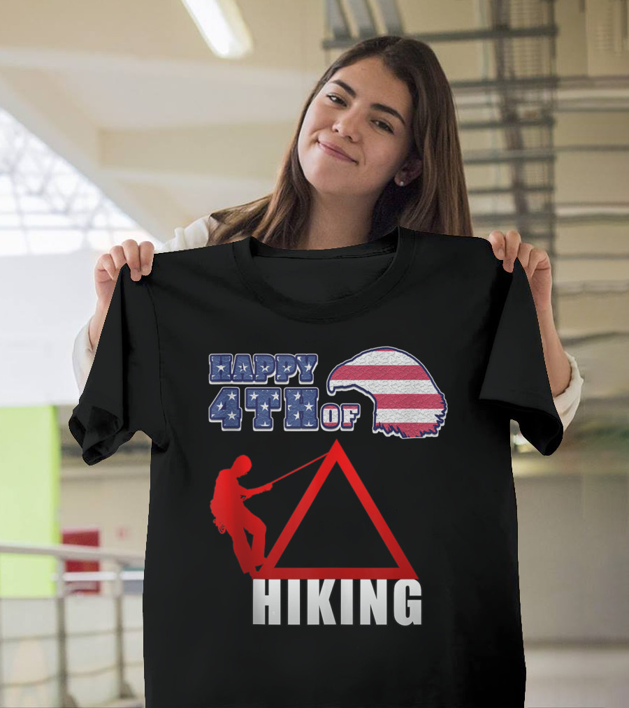 Happy 4Th Of July Hiking Celebration with Patriotic Mountain Adventure T-Shirt