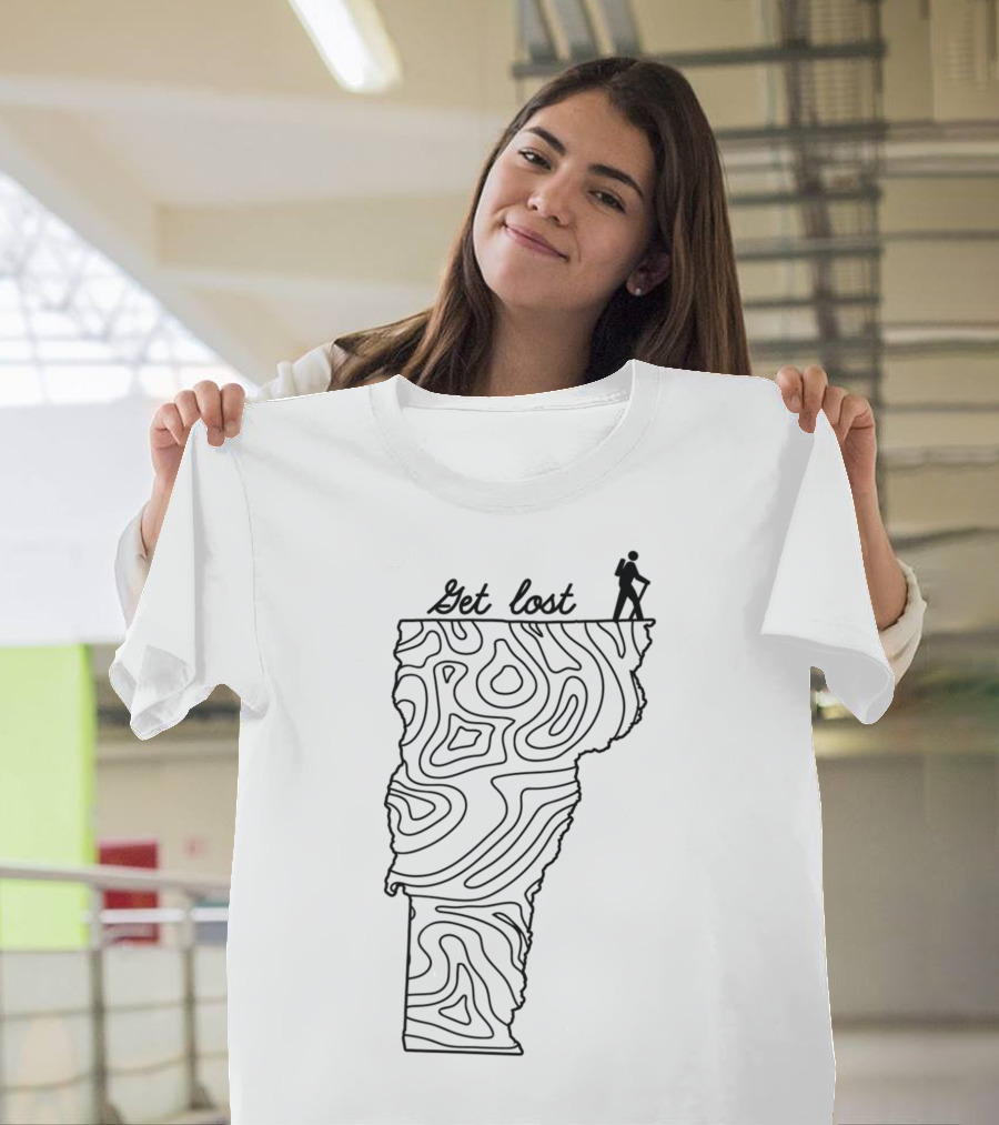 Get Lost Vermont State Hiking Map Hiker T-Shirt