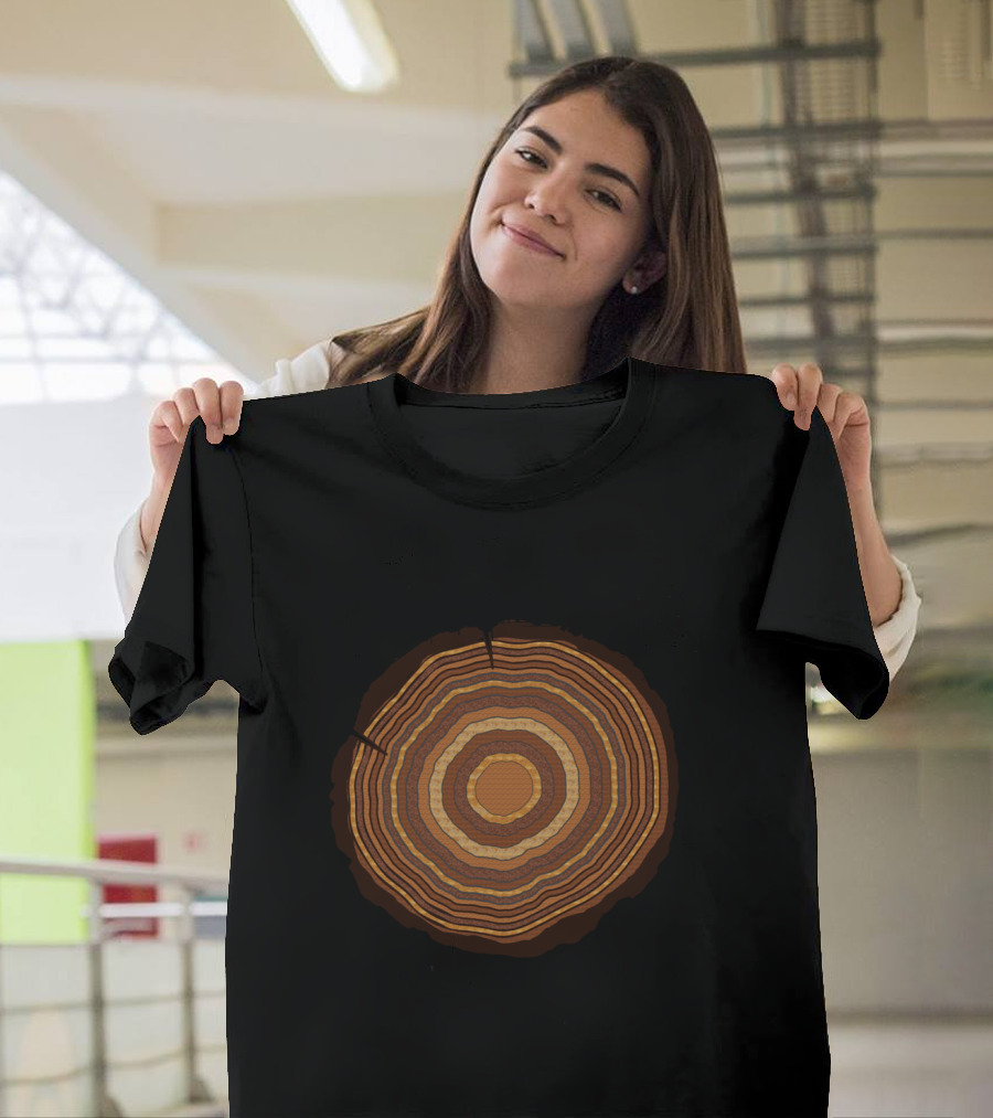 Hiking Mountain Hiker Tree Ring Woods Trees Silhouette Adventure T-Shirt