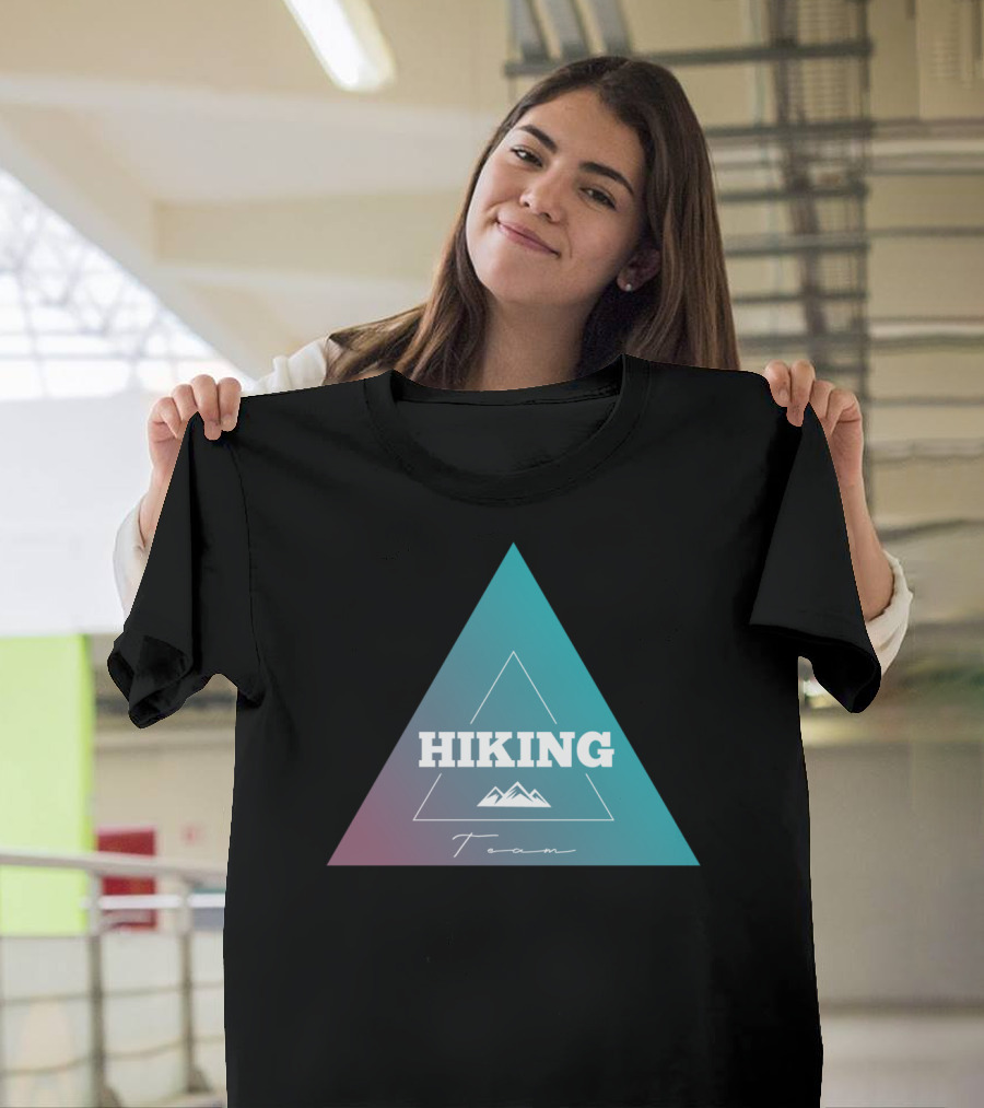 Hiking Team Mountain Triangle Retro Gradient T-Shirt
