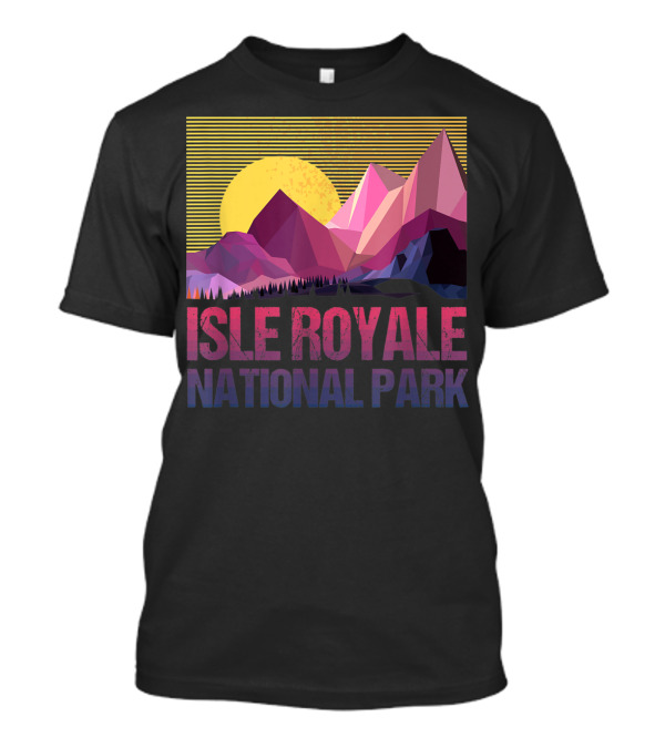 Isle Royale National Park Geometric Sunset Landscape T-Shirt