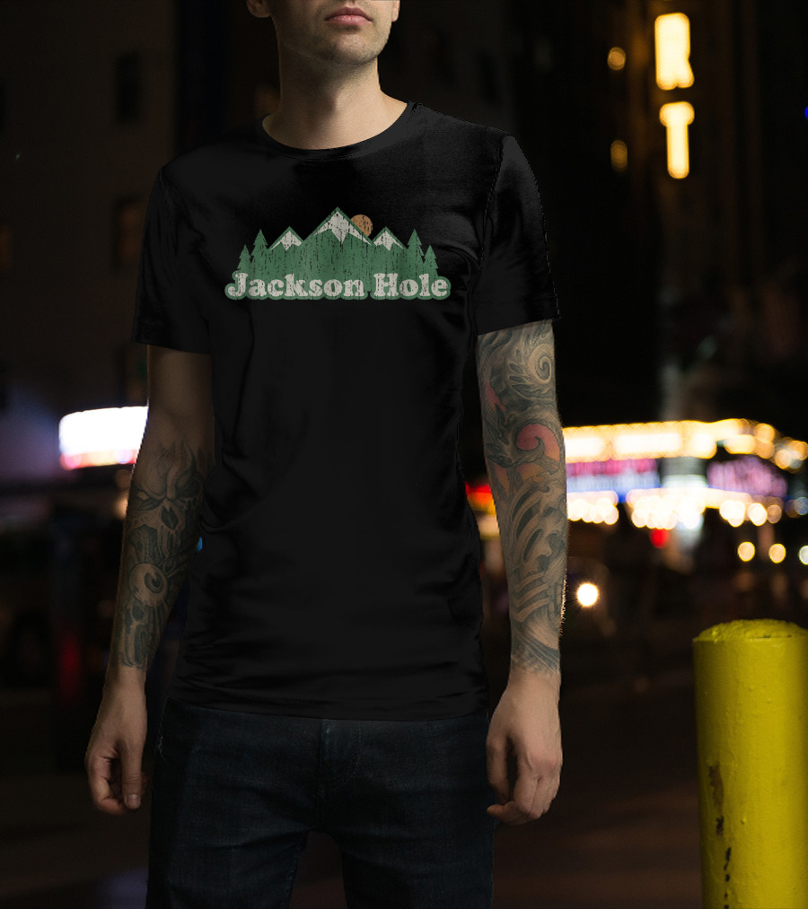 Jackson Hole Wyoming Wy Vintage Hiking Mountain Trees T-Shirt