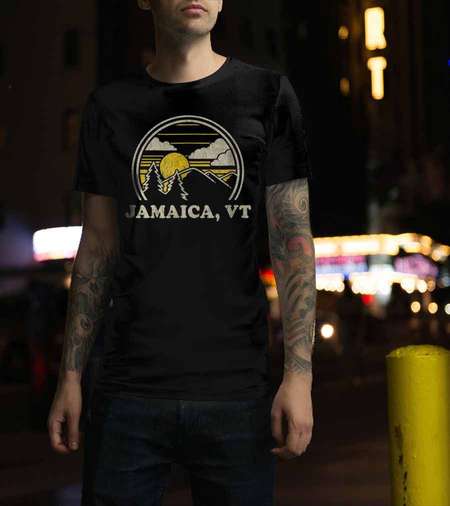 Jamaica VT Vintage Hiking Mountains Sunset Scene T-Shirt
