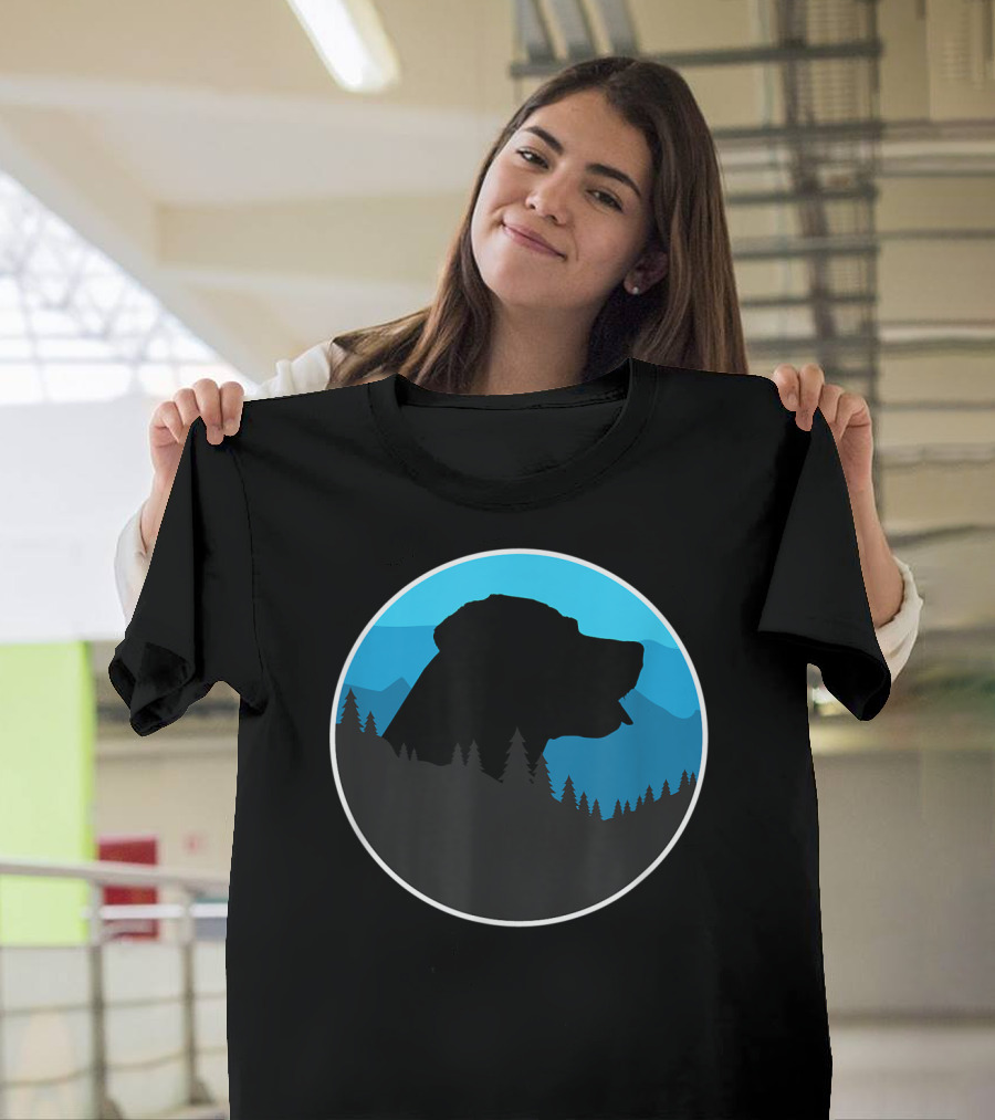 Labrador Retriever Outdoor Adventure Silhouette in Mountain Landscape T-Shirt