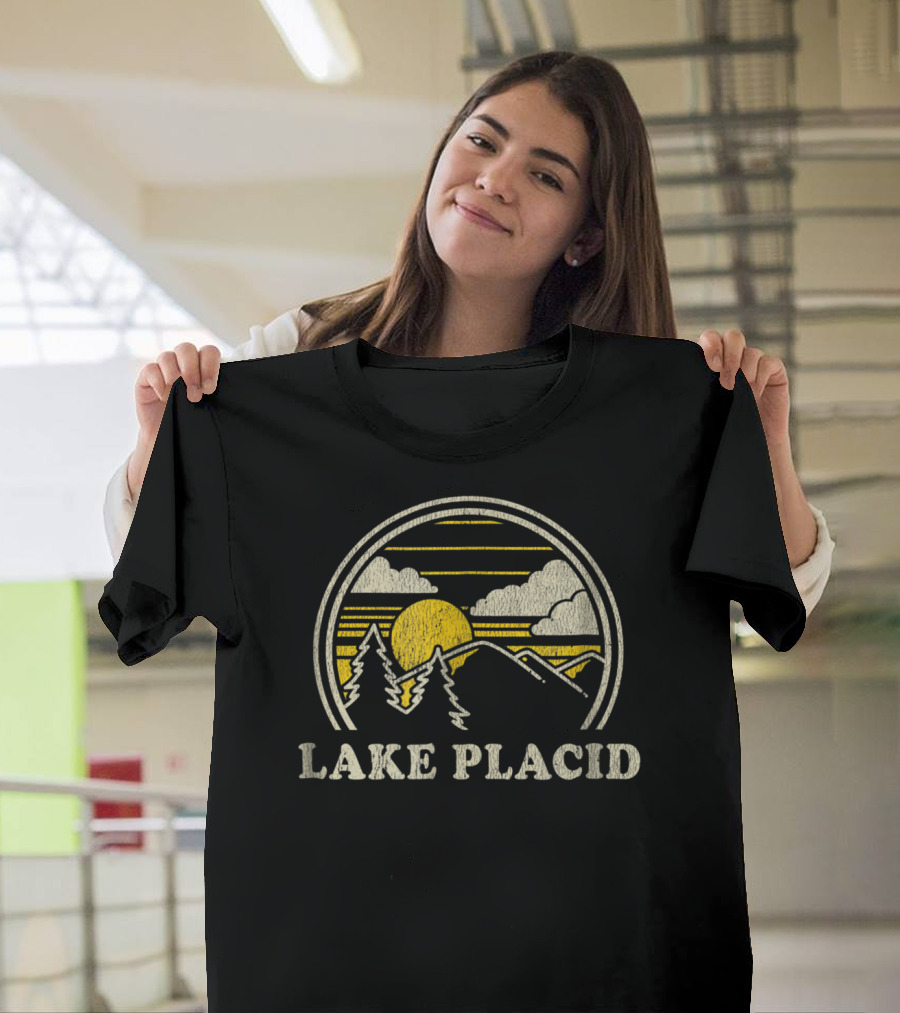 Lake Placid New York Ny Vintage Hiking Scenic Sunset T-Shirt