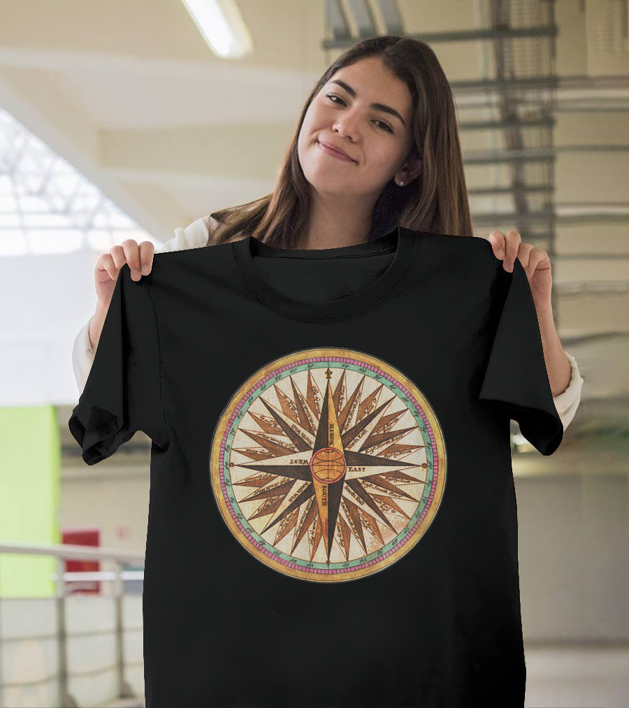 Old Compass Camping Hiking Sundial Retro Navigation Directions T-Shirt