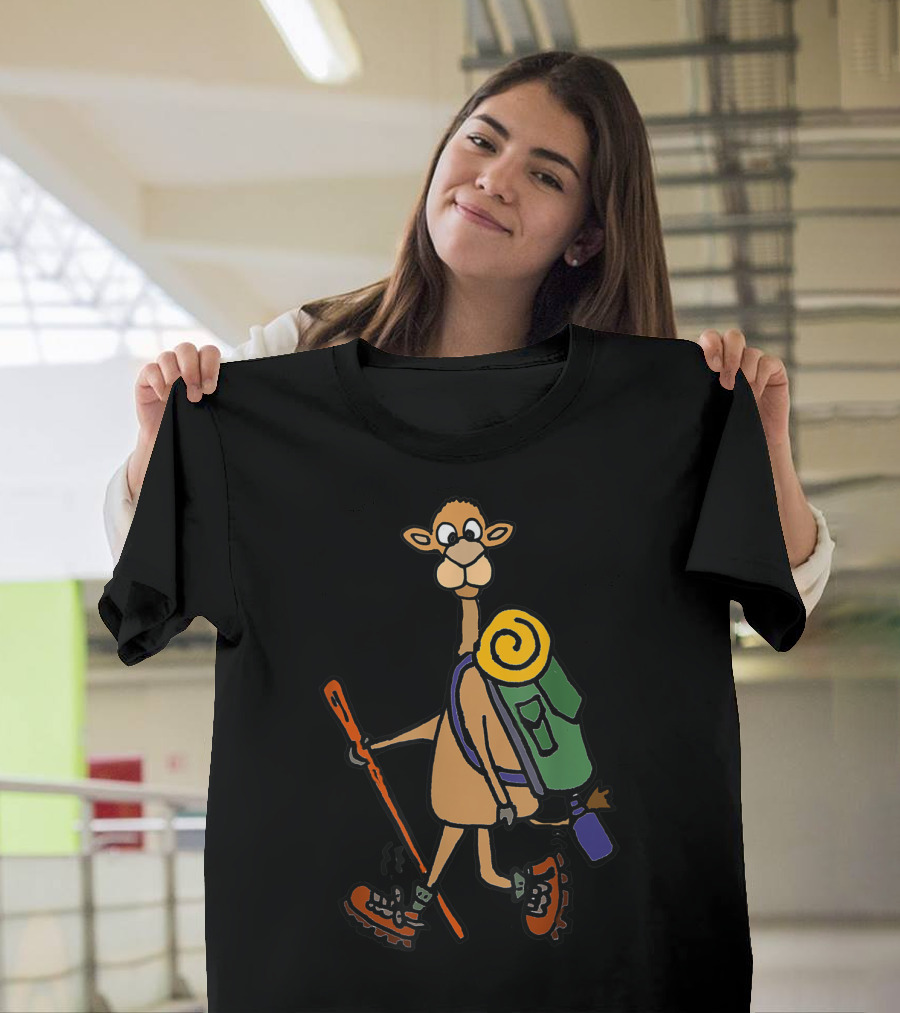 Smilemores Hiking Adventure with Funny Cartoon Camel Backpacking T-Shirt