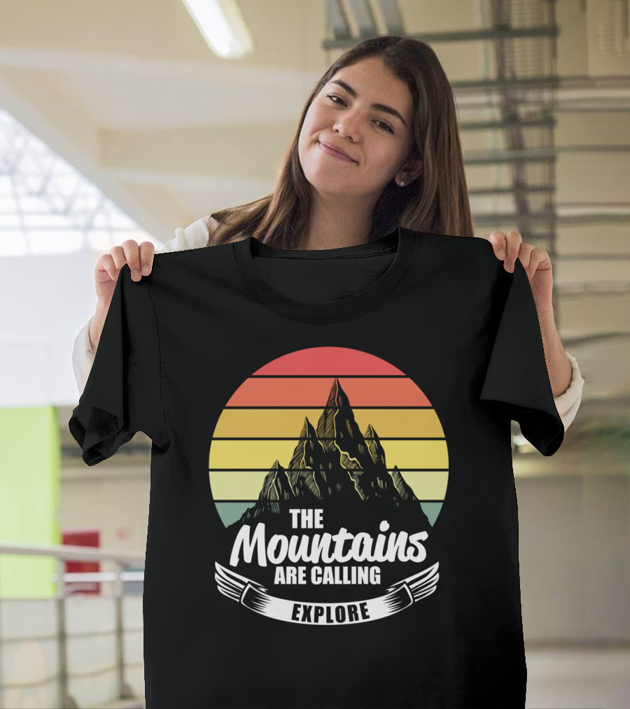 Mountain Adventure Explore The Mountains Are Calling Sunset T-Shirt