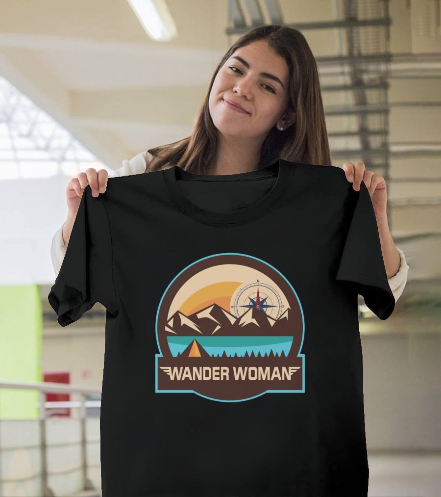 Wander Woman Mountain Compass Adventure Camping T-Shirt