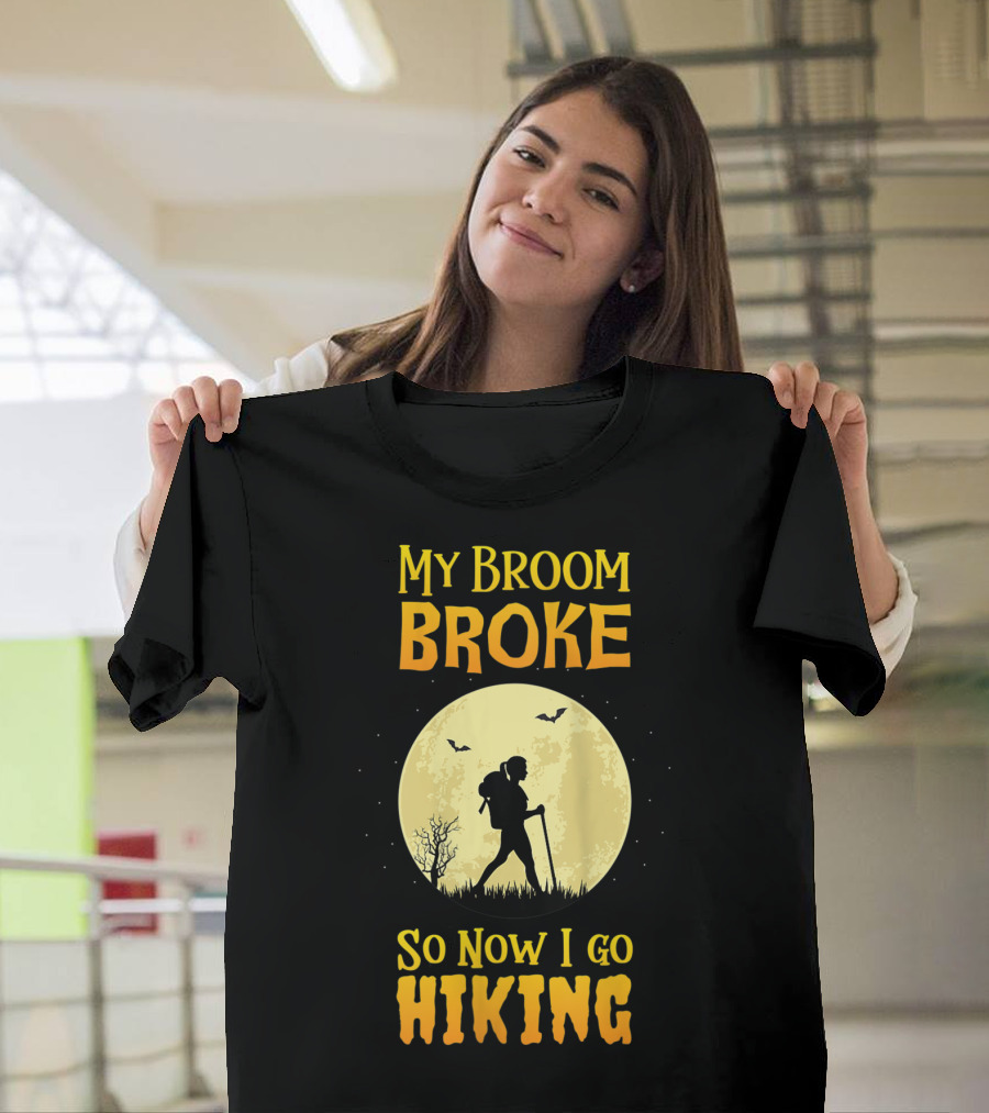 My Broom Broke Hiking Witch Moon T-Shirt