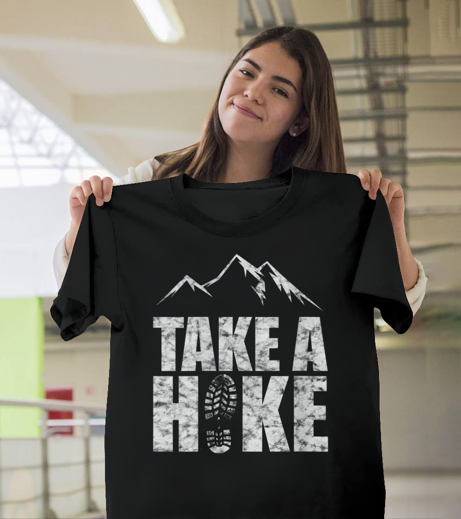 Take A Hike Boot Imprint Mountain Scene T-Shirt