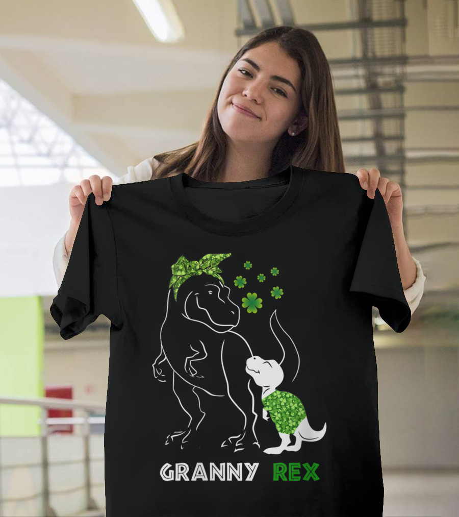 Grannysaurus Rex Shamrock Granny Rex T-Shirt