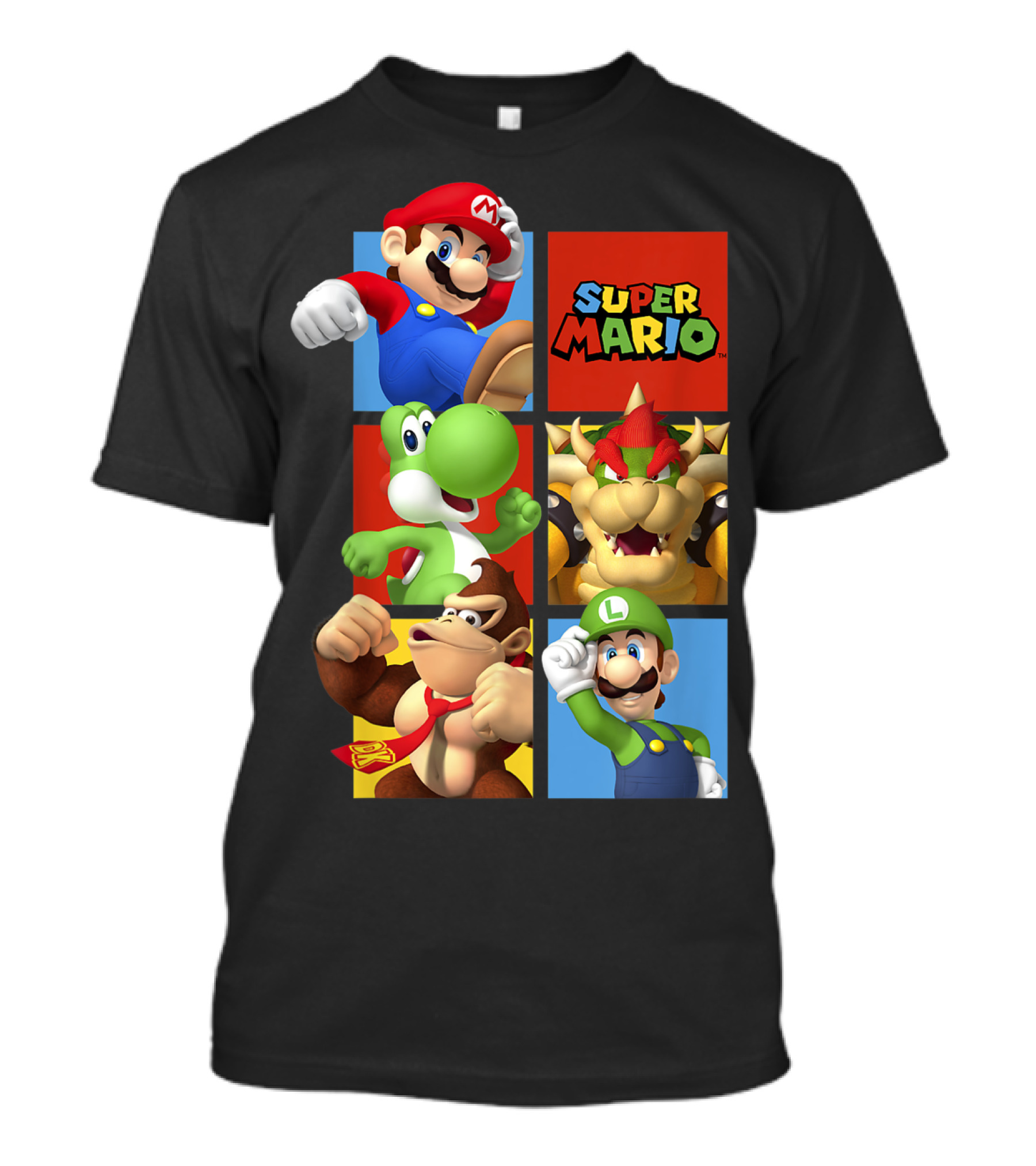 Super Mario Luigi Yoshi Bowser Donkey Kong Classic Character Box Up T-Shirt