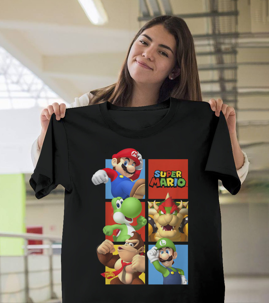 Super Mario Luigi Yoshi Bowser Donkey Kong Classic Character Box Up T-Shirt