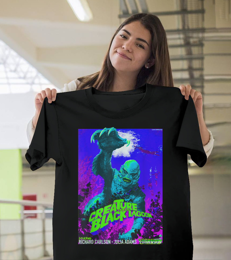 Creature from the Black Lagoon Classic Horror Starring Richard Carlson Julia Adams 3-Dimension T-Shirt