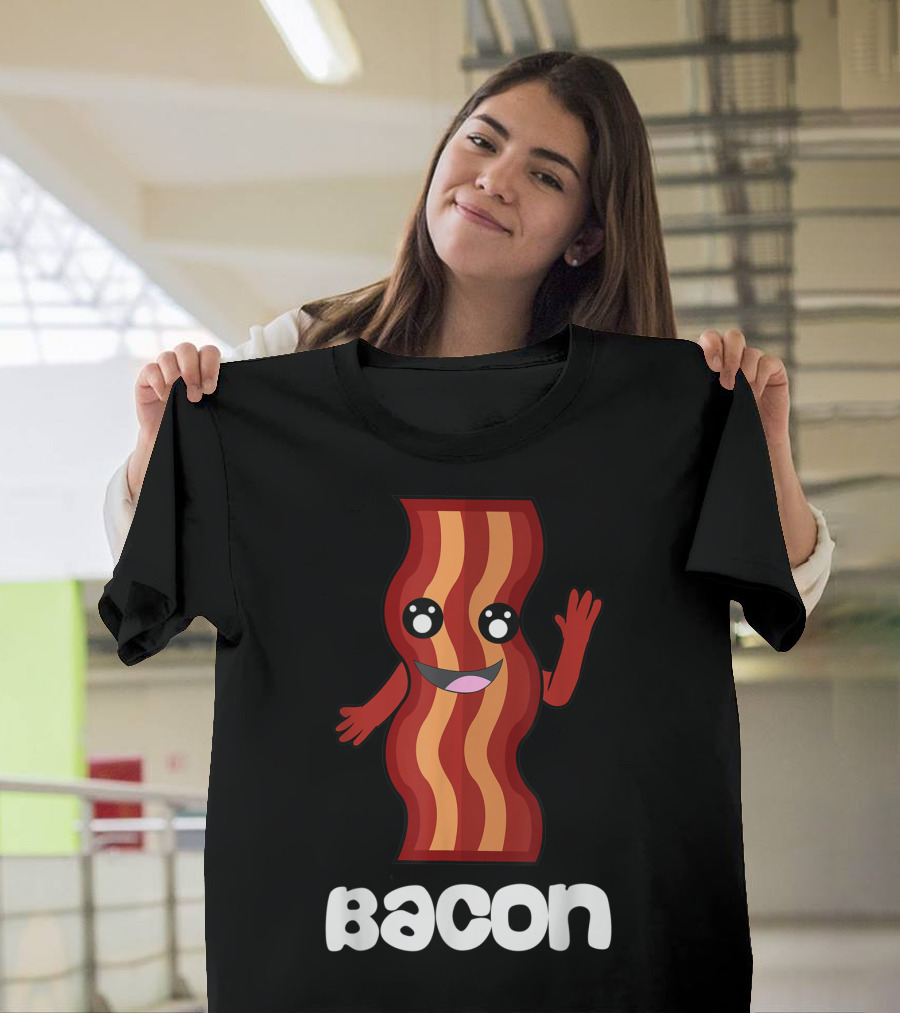 Funny Bacon Duo Valentines Halloween Simple T-Shirt