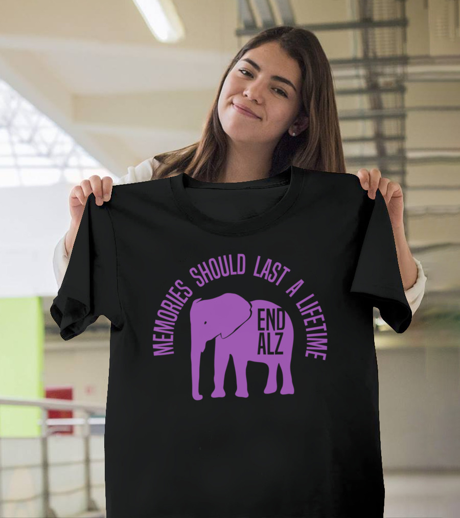 Memories Should Last a Lifetime Purple Elephant End Alz T-Shirt