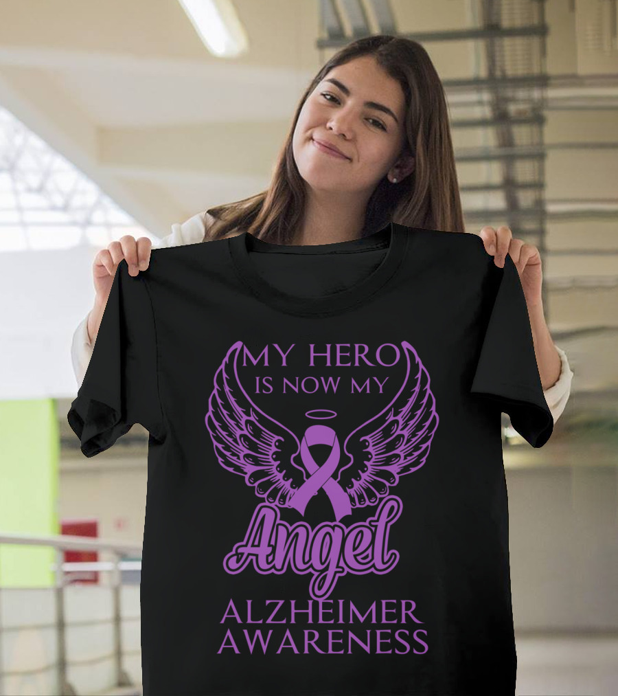 My Hero Is Now My Angel Alzheimer Awareness T-Shirt