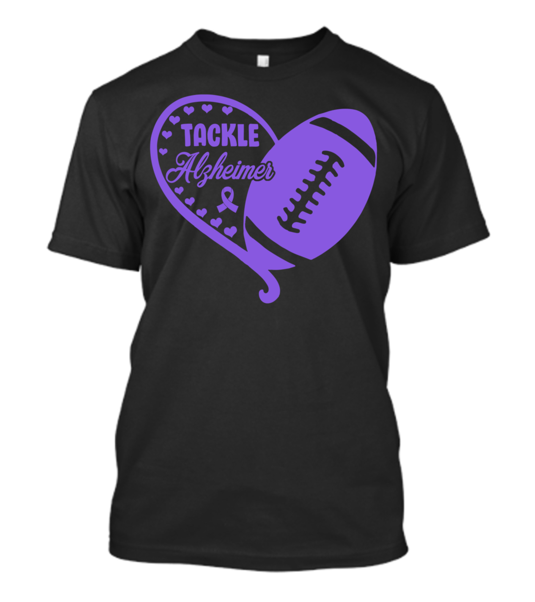 Tackle Alzheimer Heart Football Purple T-Shirt