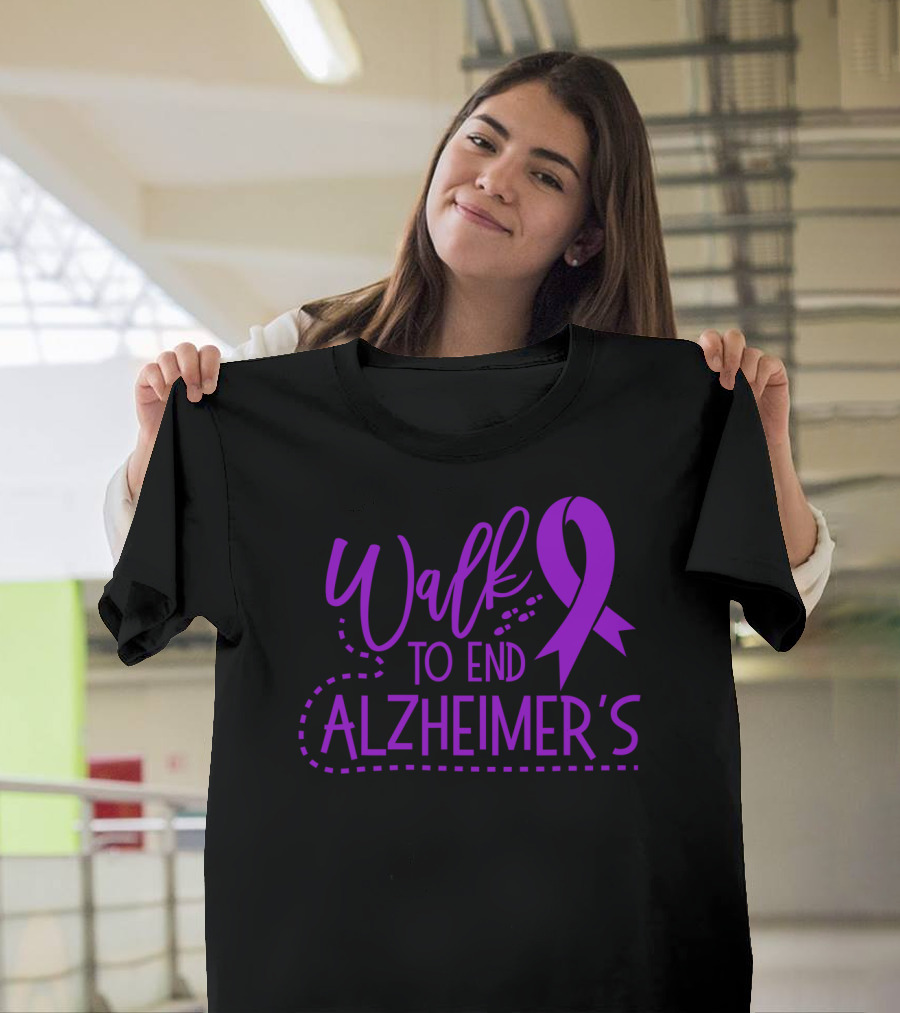Walk To End Alzheimer's Purple Ribbon Awareness T-Shirt