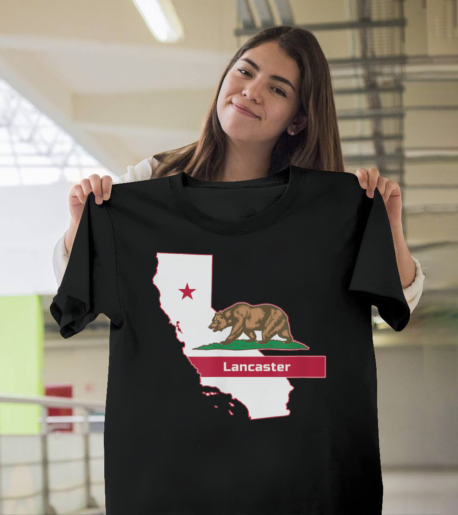 Lancaster Bear California State Flag Map T-Shirt