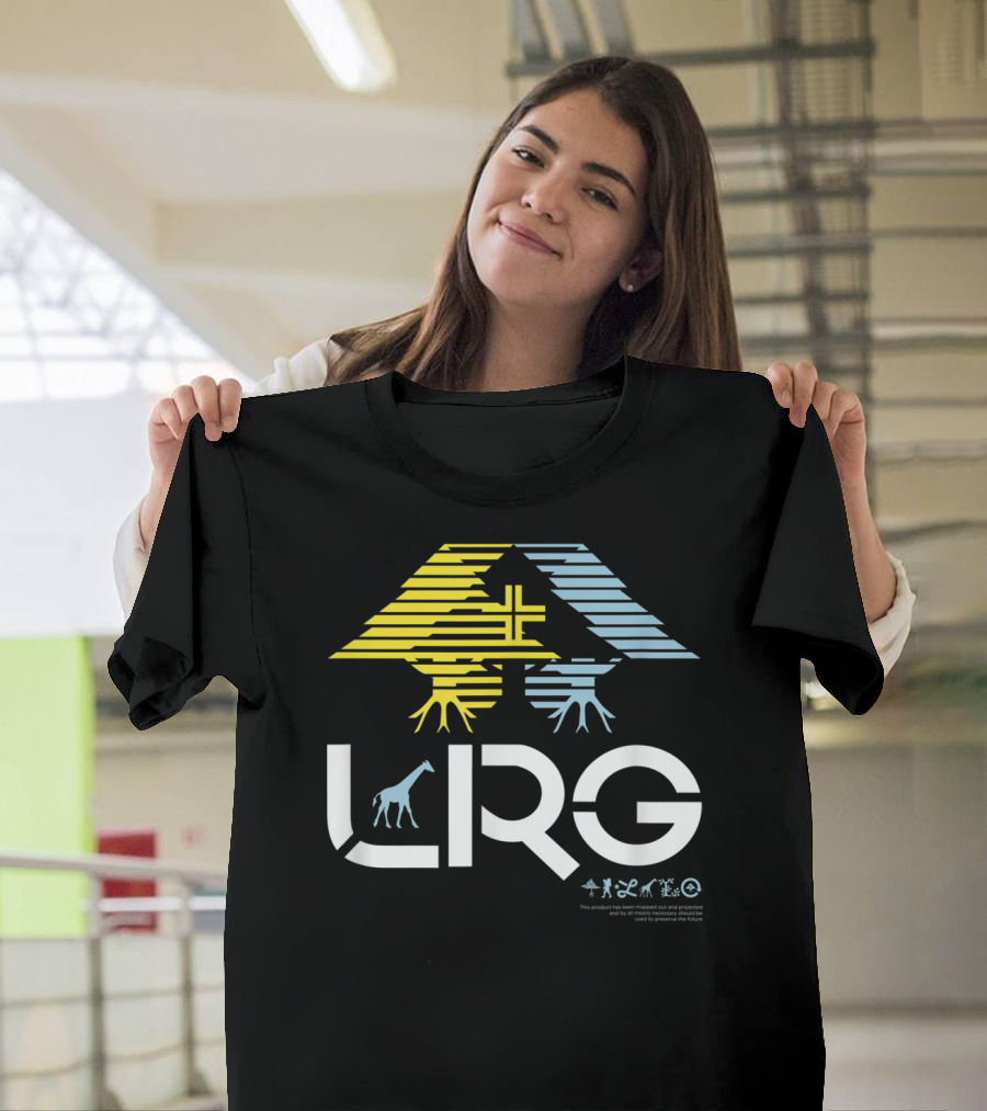LRG Mens Illusion Tree Symbol with Giraffe and Wildlife Icons T-Shirt