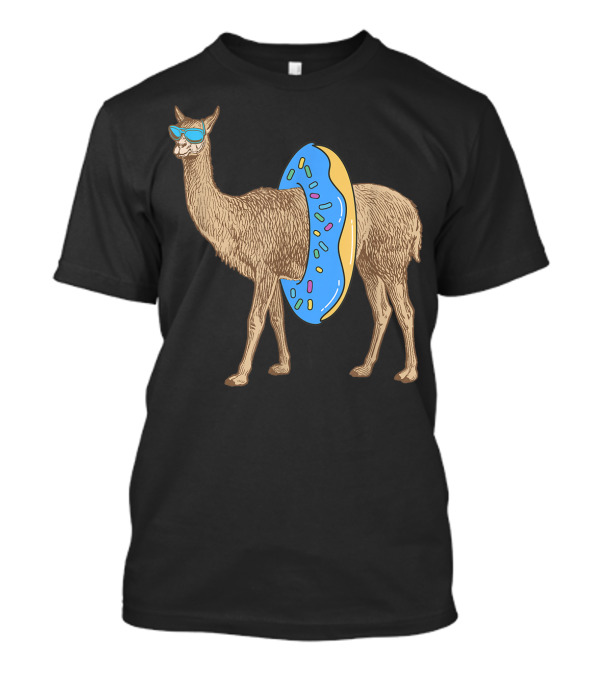 Float Trip Llama With Sunglasses And Donut Tube Floating Cria Tubing T-Shirt