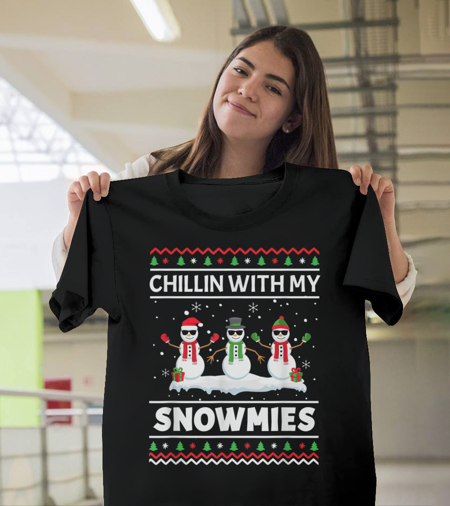 Funny Xmas Ugly Christmas Sweater Chillin with My Snowmies T-Shirt