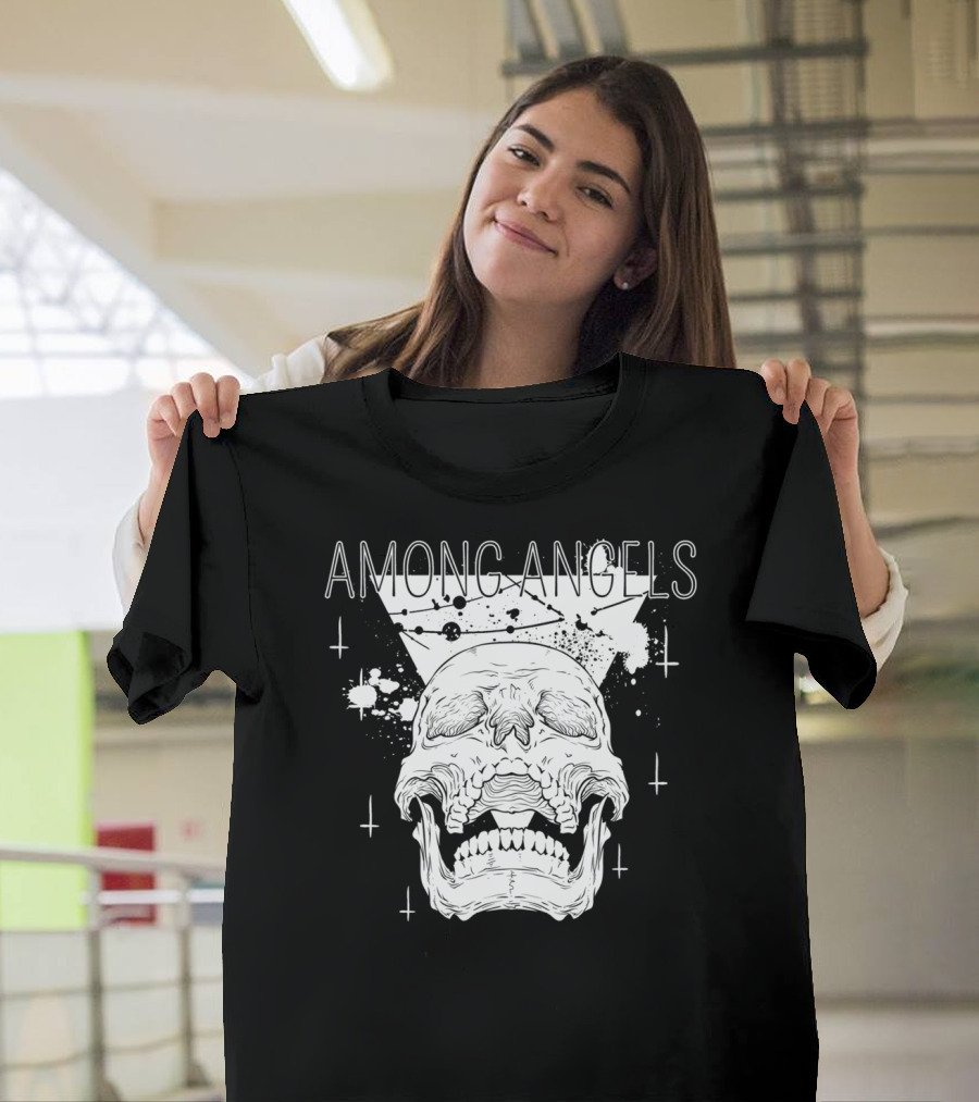 Among Angels Skull Gothic Pastel Goth Grunge Starry Splatter T-Shirt