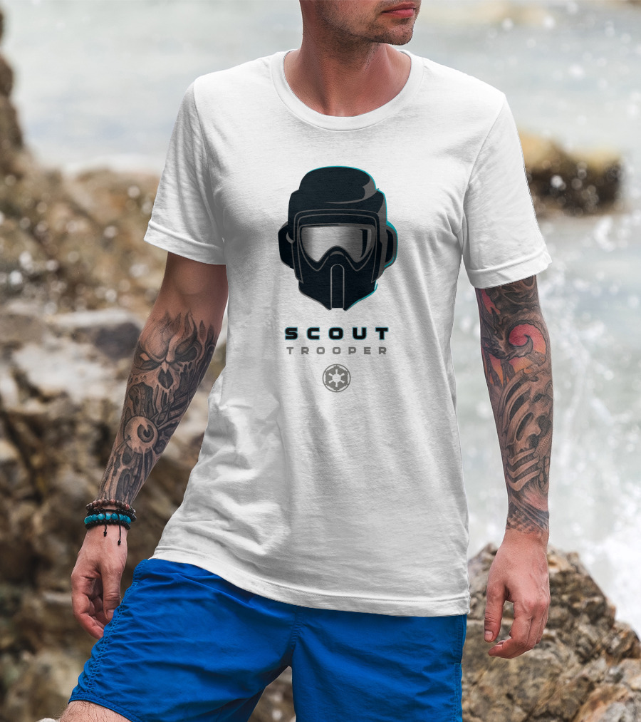 Scout Trooper Helmet With Galactic Empire Emblem T-Shirt