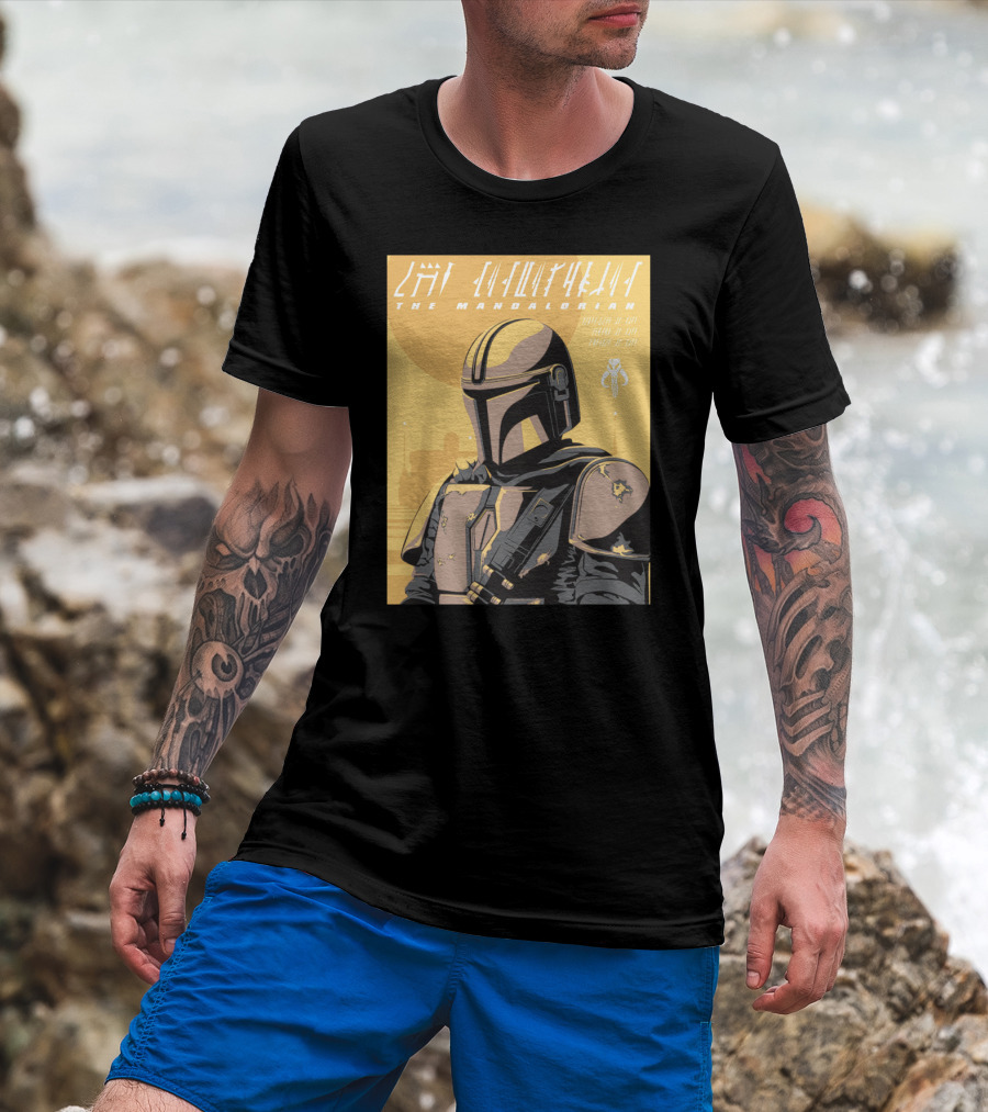 The Mandalorian Cell Shade Star Wars Bounty Hunter Art Deco T-Shirt