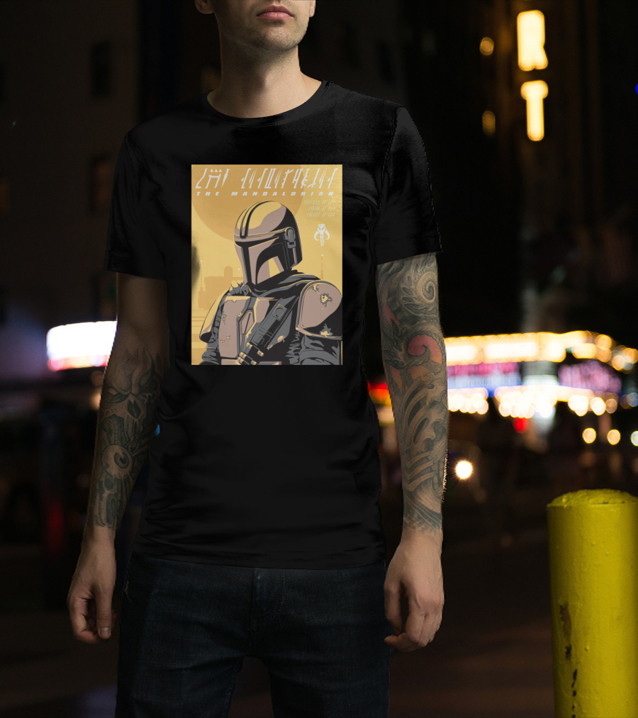 The Mandalorian Cell Shade Star Wars Bounty Hunter Art Deco T-Shirt
