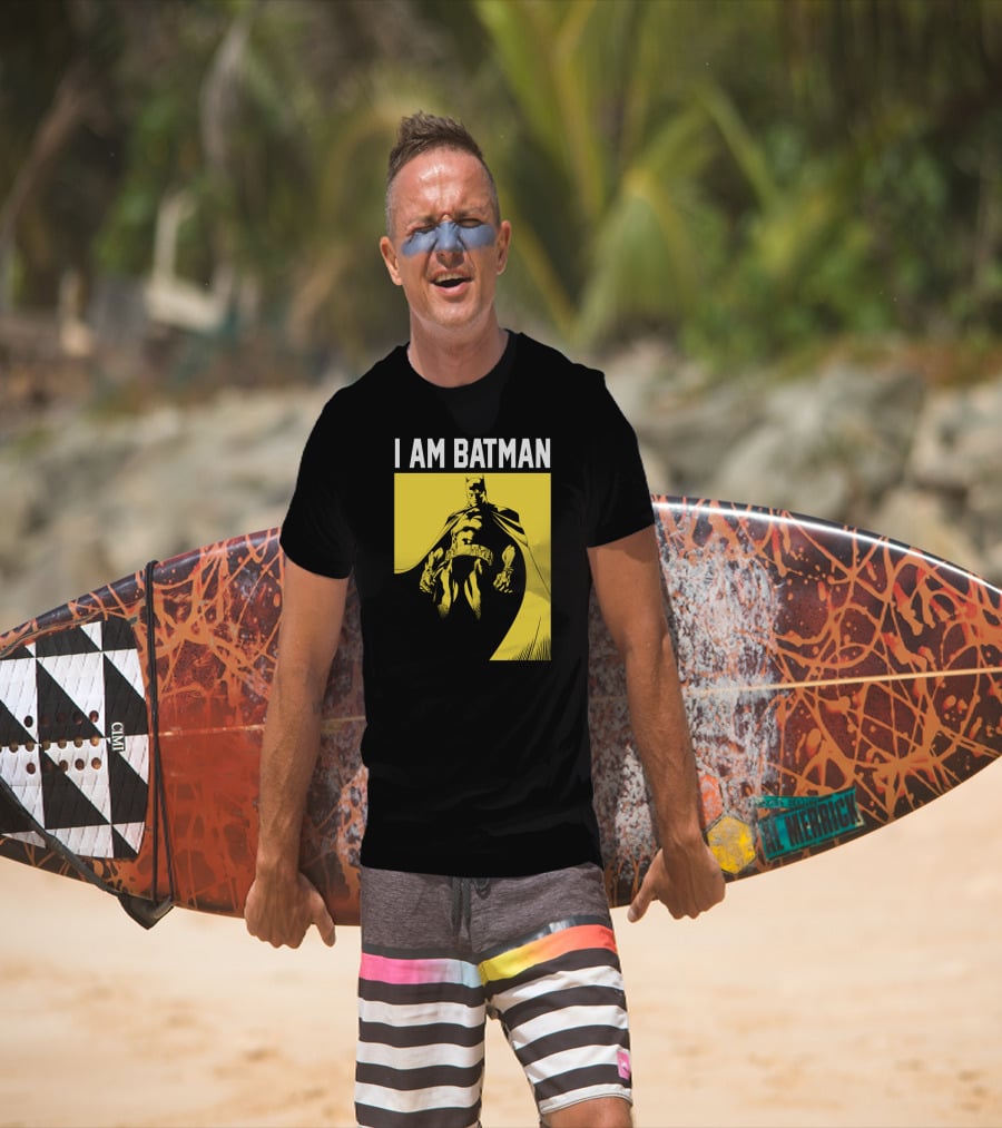 I Am Batman Yellow Black Bold Shadow T-Shirt