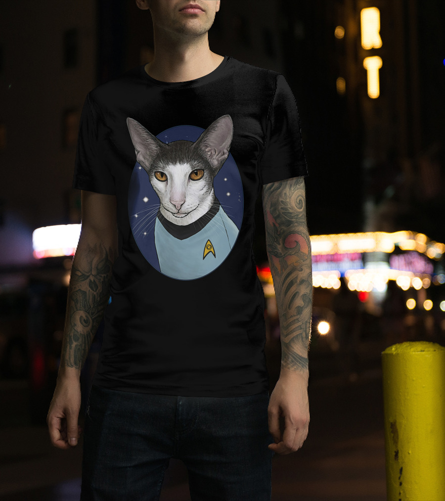 Star Trek Spock Cat With Starfleet Uniform And Vulcan Ears T-Shirt