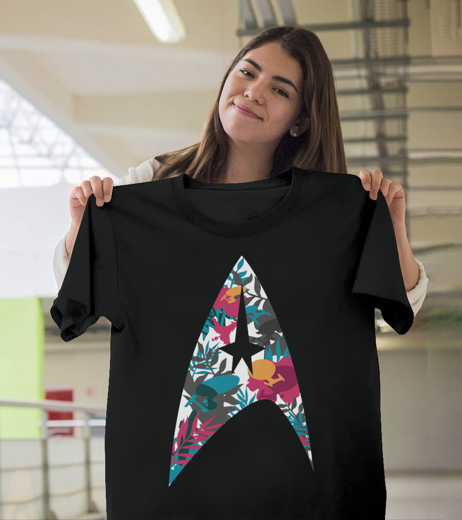 Tropical Starfleet Star Trek Floral Badge T-Shirt