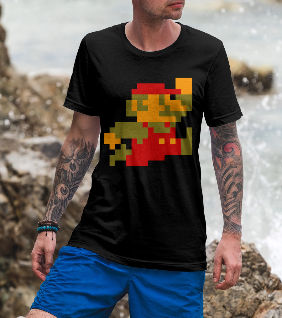 Classic 8-Bit Mario Pixel Art Character T-Shirt