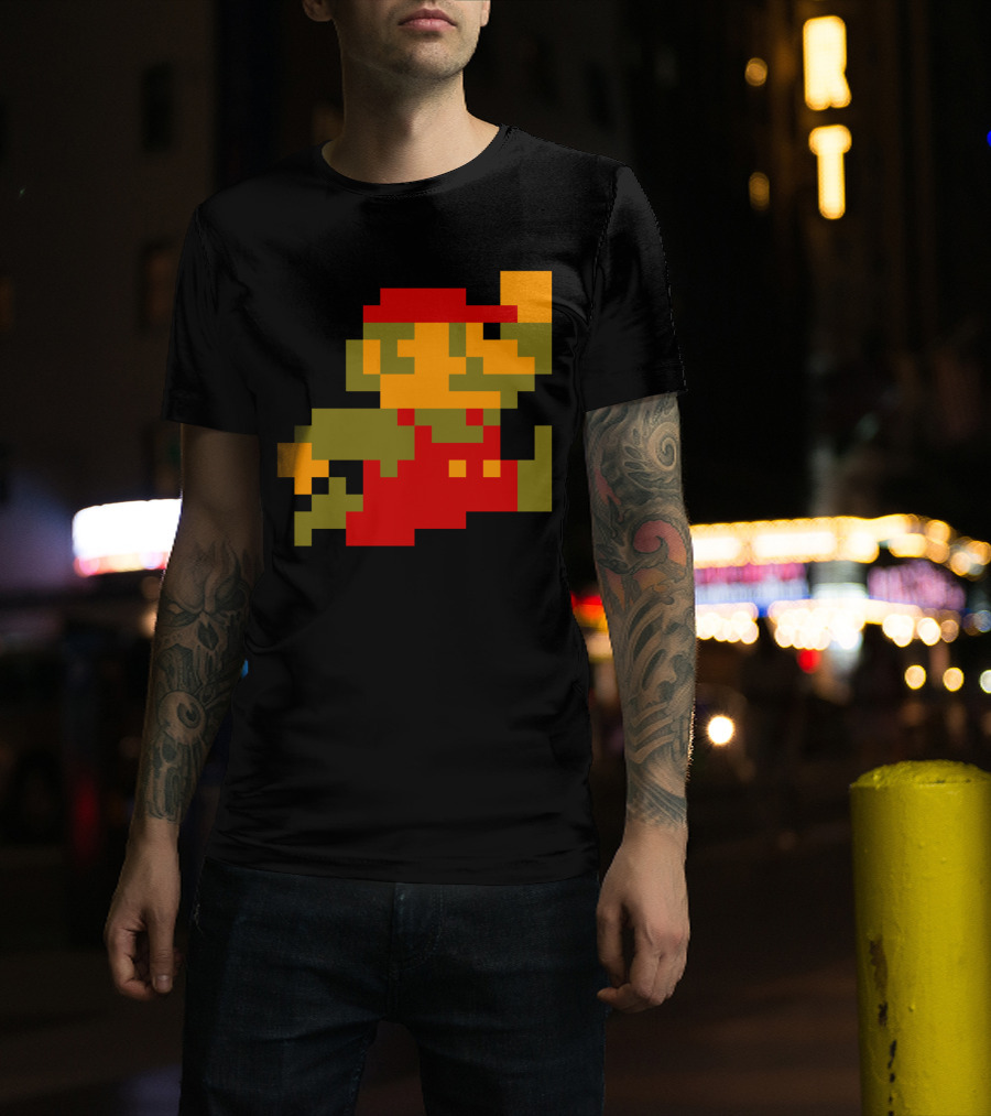 Classic 8-Bit Mario Pixel Art Character T-Shirt
