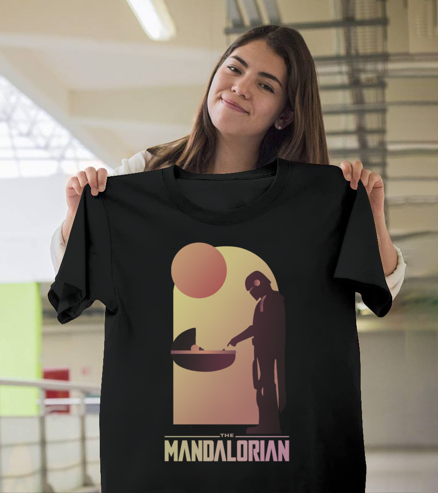 The Mandalorian Bounty Hunter Encounter Sunset Scene T-Shirt