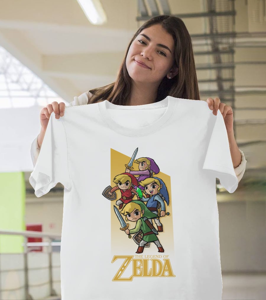 The Legend Of Zelda Four Links Characters In Colorful Outfits T-Shirt