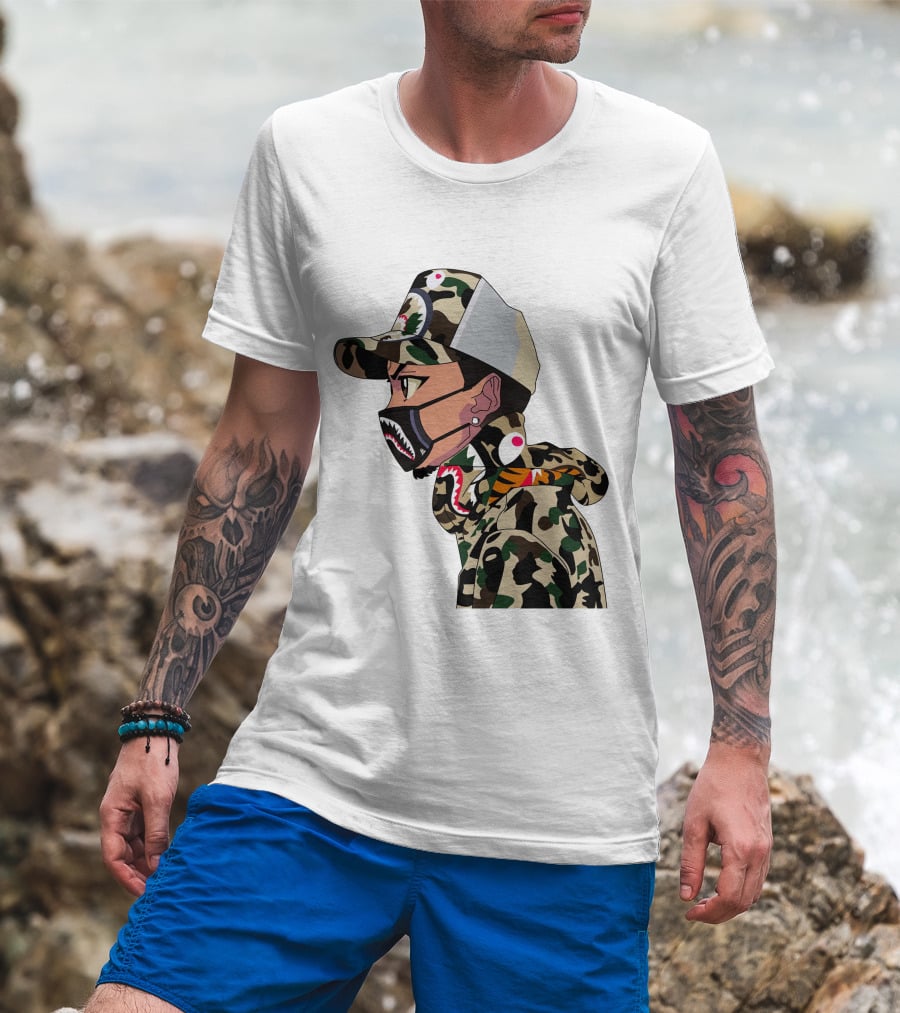 The Boondocks GT Camo Shark Face Mask Hat Hoodie Anime T-Shirt